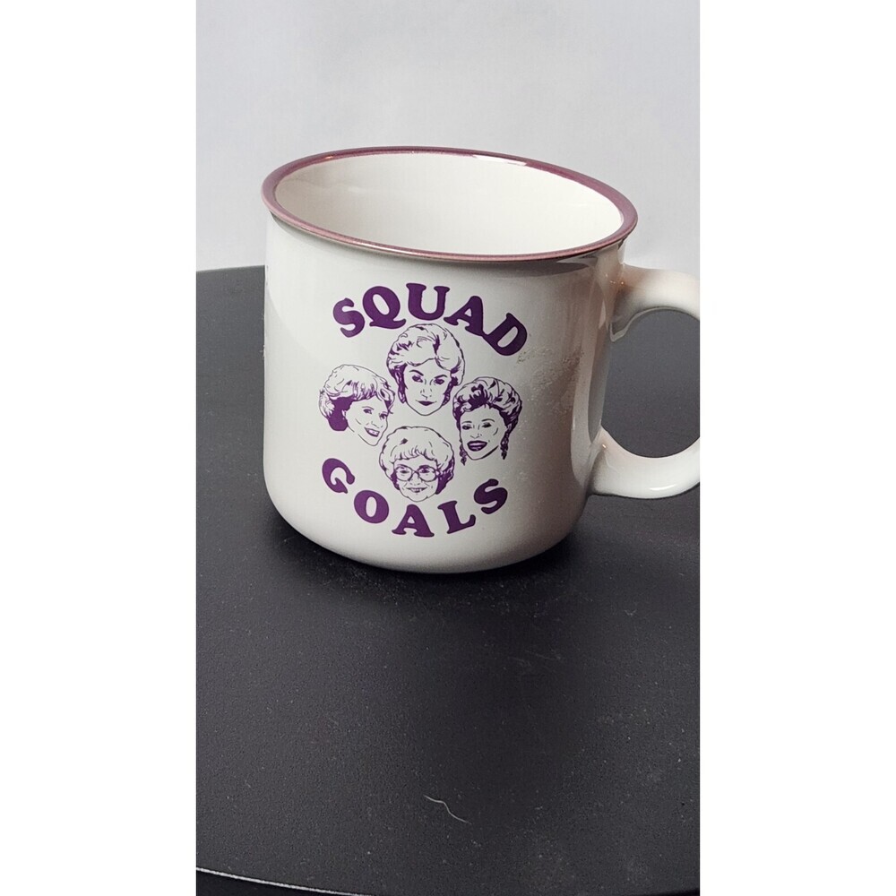 The Golden Girls Squad Goals Ceramic Mug Cup ABC Studios White Purple